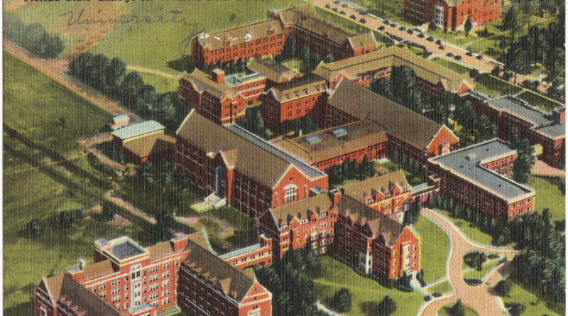 Arial view of Florida State College for Women--in a painting