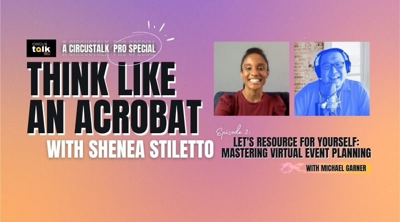 Pictured: Host Shenea Stiletto , a Black woman, smiling, wearing a maroon blouse. Her dark hair is pulled back. Guest: Mark Garner, also smiling, with short cropped hair, wearing headphones and visible in his preferred holographic Zoom form