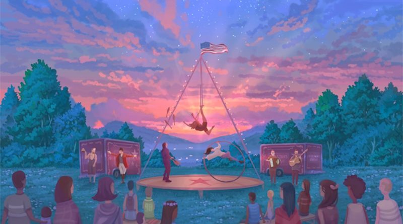 Graphic image depicting a beautiful outdoor Lyra act