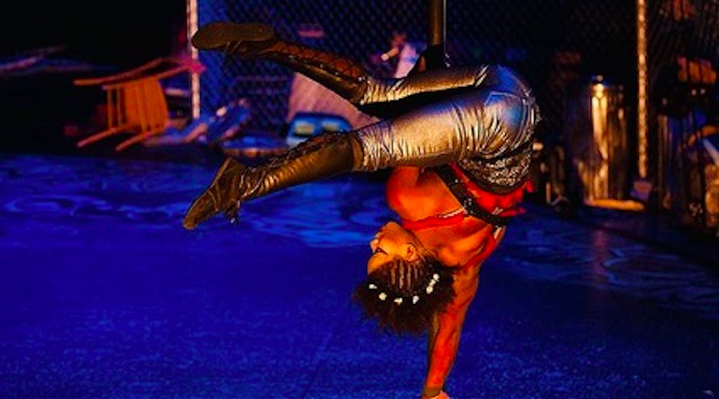Leo Pilote upside down on Chinese Pole