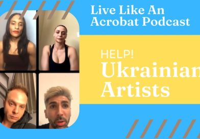 Shenea Stiletto with Ukrainian acrobats Vita Radionova, Carlo Josef, and Alexey Bitkine