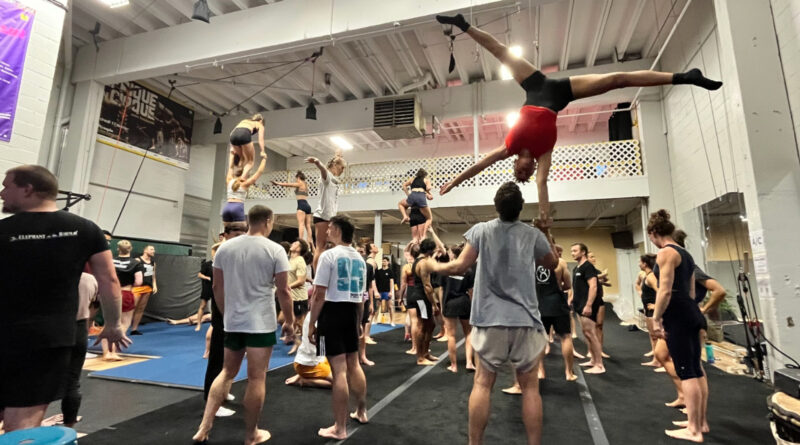 Circus artists gathered in the Kalabanté Productions studio in Montreal to practice acrobatic moves during a casting session
